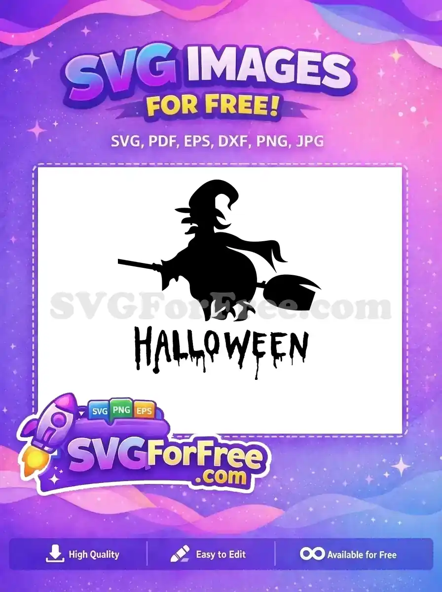 Free Flying Witch Free Broom Silhouette Halloween Free SVG
