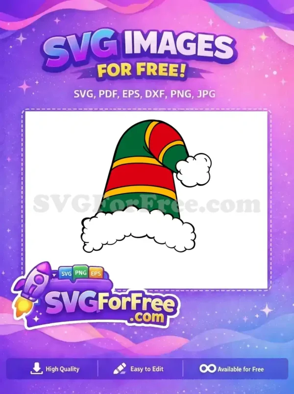 Free Green Red Striped Elf Hat Free Christmas Holidays Free SVG