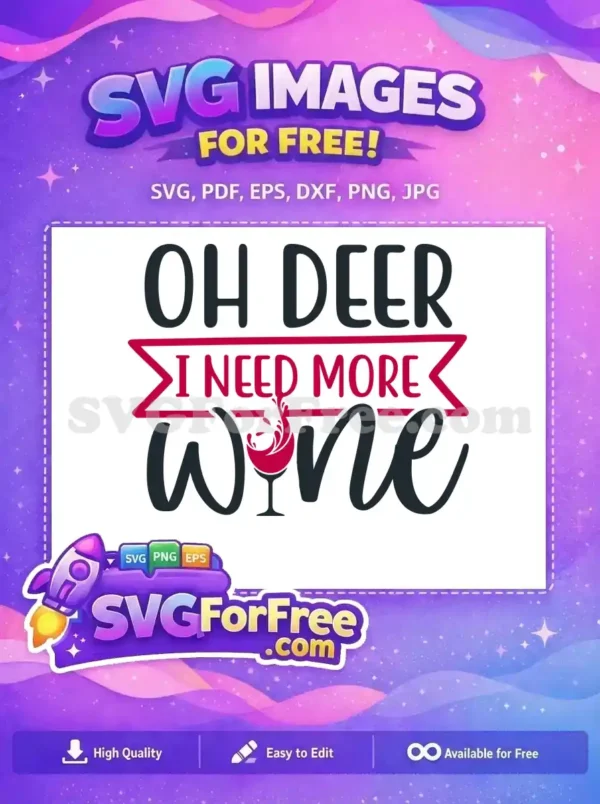 Free Oh Deer Wine Free Quote Christmas Free SVG