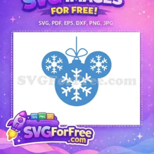 Free Blue Mickey Ornament Free White Snowflakes Christmas Free SVG