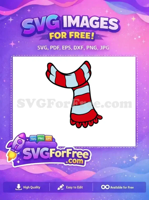 Free Red White Striped Scarf Holidays Christmas Free Easter Season Free SVG