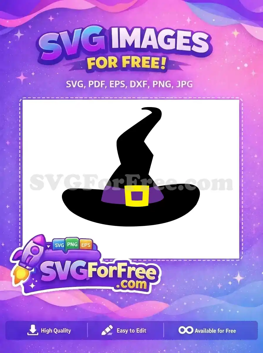 Free Purple Witch Hat Free Golden Buckle Holidays Free SVG
