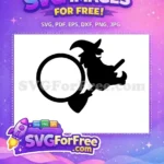 Free Silhouette Witch Free Circle Frame Halloween Free SVG - Instant Download