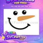 Free Black Eyes Free Carrot Nose Smiling Snowman Face Free SVG - Instant Download