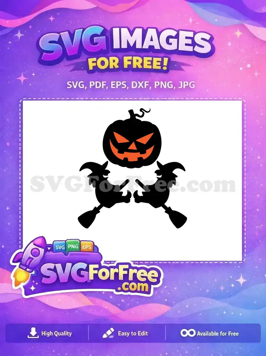 Free Orange Eyed Pumpkin Free Witches Broom Holidays Free SVG