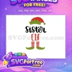 Free Sister In Black Free Elf Red Stripes Christmas Free SVG - Instant Download