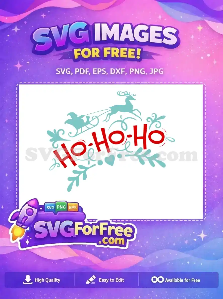Free Teal Santa Sleigh Free Ho Ho Ho Design Free SVG