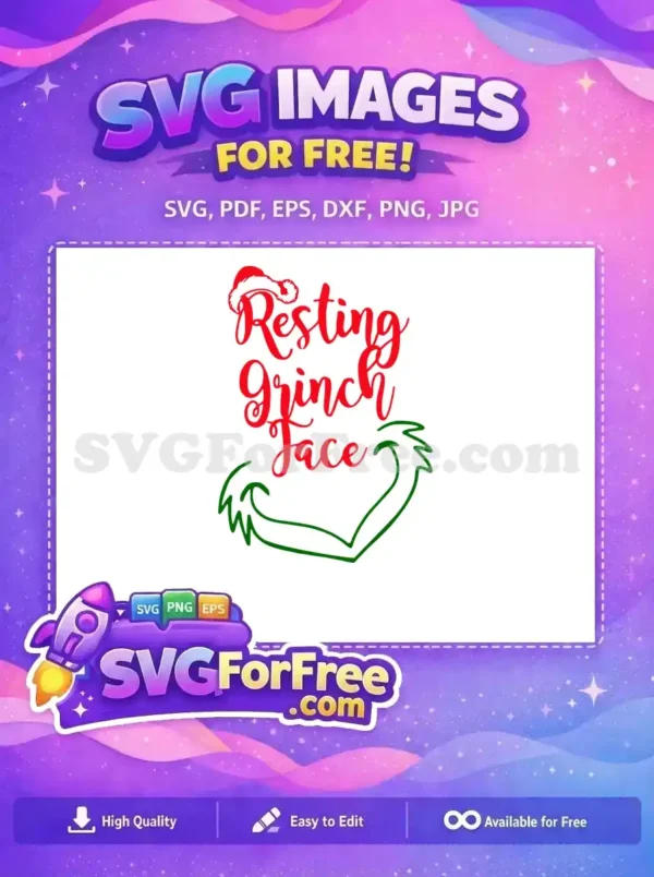 Free Santa Hat Free Resting Grinch Face Christmas Free SVG