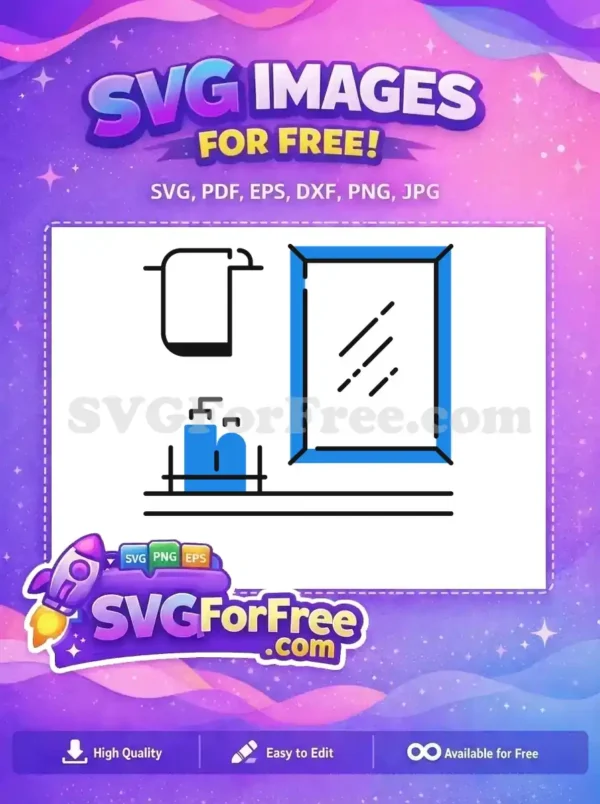 Free Bathroom Mirror Free Towel Home Decoration Free SVG