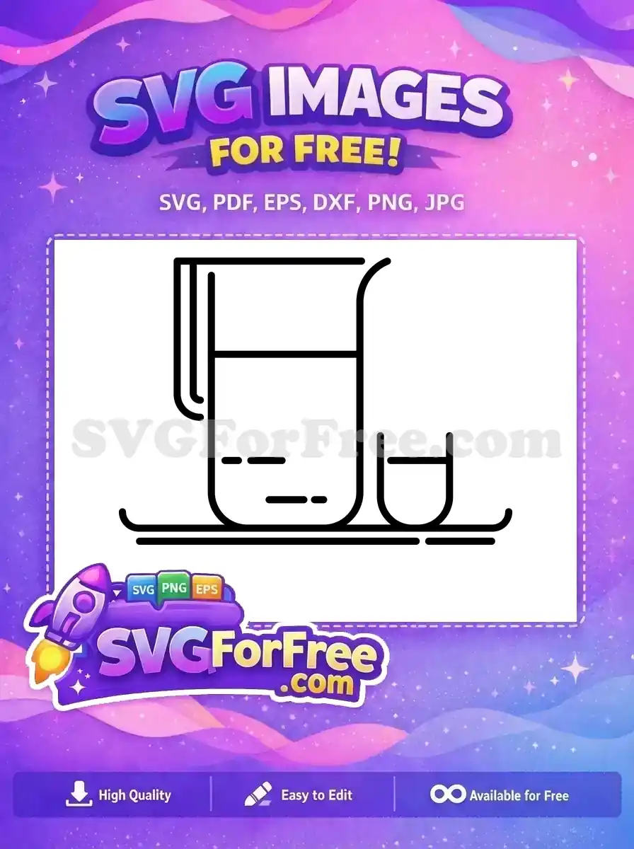 Free Pitcher and Glass Free Black Outline Home Free SVG