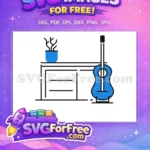 Free Blue Guitar Free Plant Pot Home Decoration Free SVG - Instant Download
