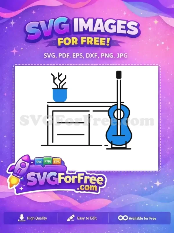 Free Blue Guitar Free Plant Pot Home Decoration Free SVG