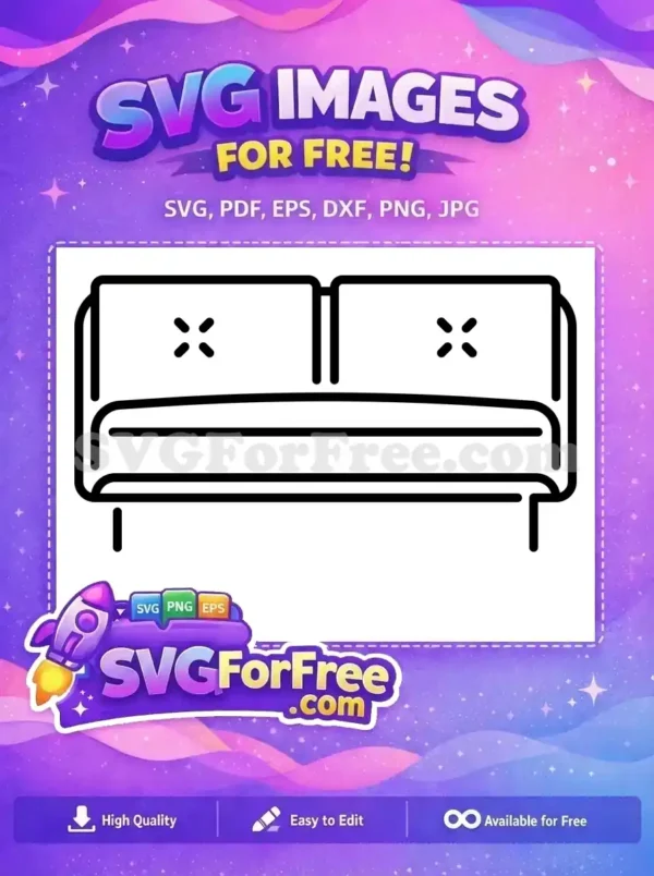 Free Two Pillows Free Black Line Home Free SVG