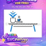 Free Blue Potted Plant Free Coffee Cup Home Free SVG - Instant Download