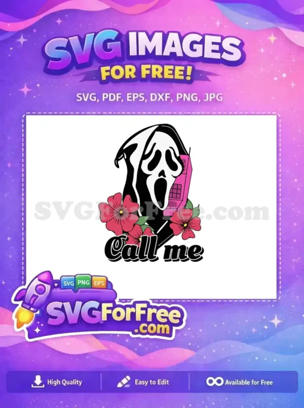 Free Ghostface Mask Free Pink Phone Scream Movie Free SVG
