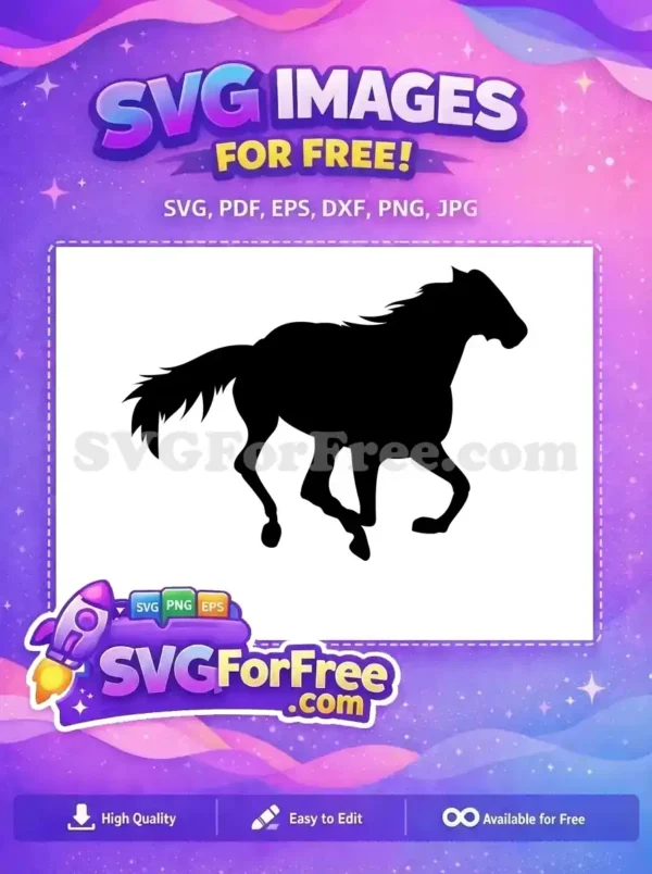 Free Running Mane Free Tail Elegant Horse Free SVG