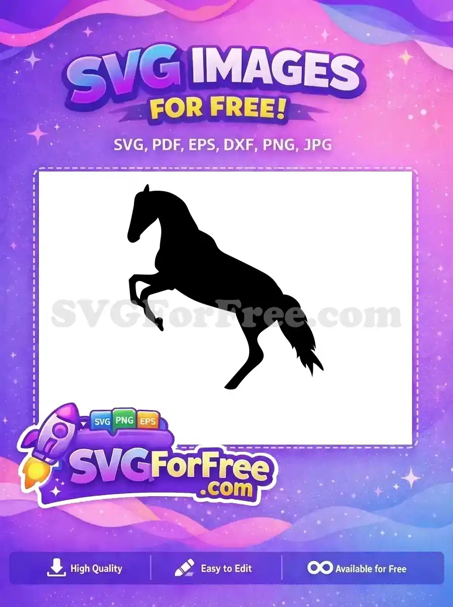 Free Rearing Stallion Free Black Silhouette Horse Free SVG