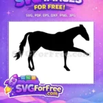 Free Prancing Stallion Silhouette Free Black Horse Pose Free SVG - Instant Download