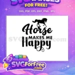 Free Running Horse Silhouette Free Makes Me Happy Quote Free SVG - Instant Download