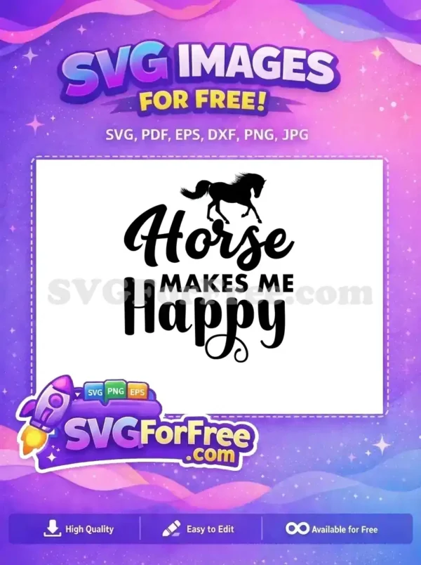 Free Running Horse Silhouette Free Makes Me Happy Quote Free SVG