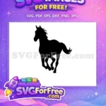 Free Running Horse Free Black Silhouette Horses Free SVG - Instant Download
