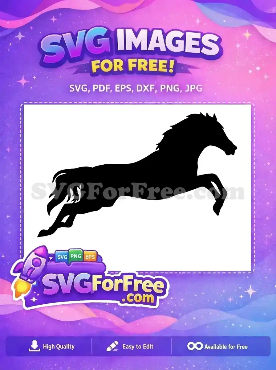Free Galloping Stallion Free Black Silhouette Horses Free SVG