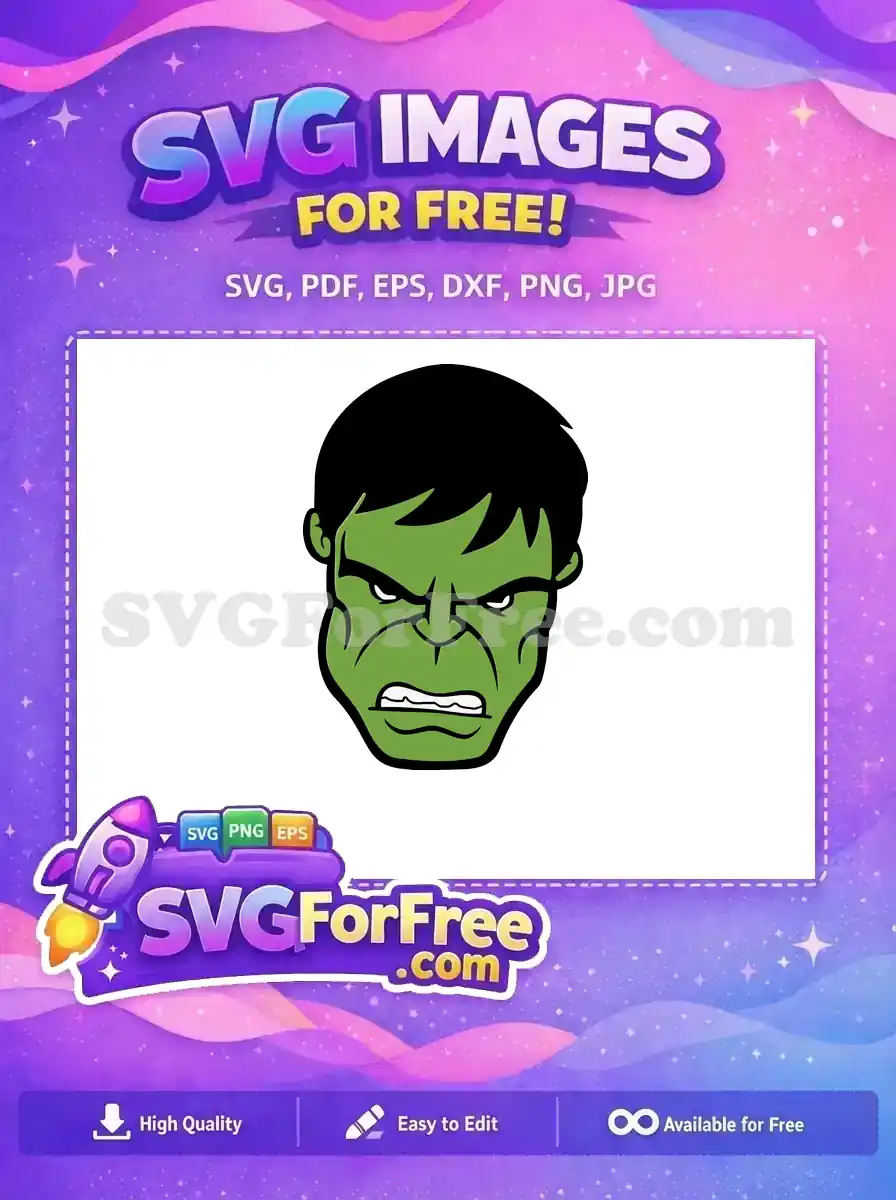 Free Angry Green Face Free Muscular Superhero Avengers Free SVG