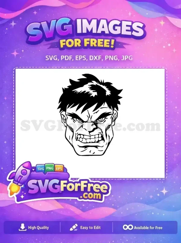 Free Angry Expression Free Black Outline Hulk Free SVG