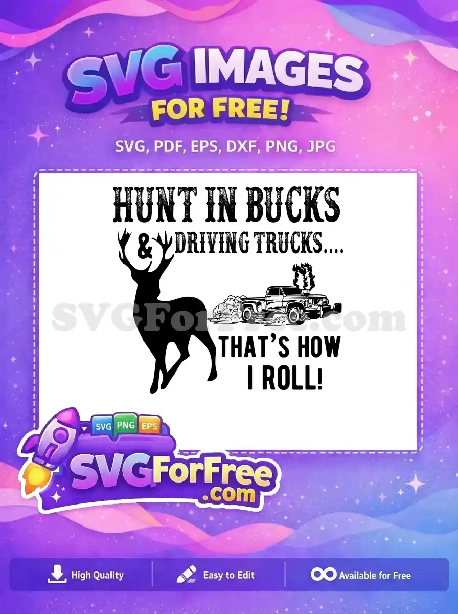 Free Antlered Buck Silhouette Free Mudding Truck Hunt Free SVG