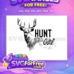 Free Antler Silhouette Free Hunt Like A Girl Quote Free SVG - Instant Download