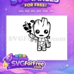 Free Baby Groot Flower Free Happy I Am Groot Free SVG - Instant Download