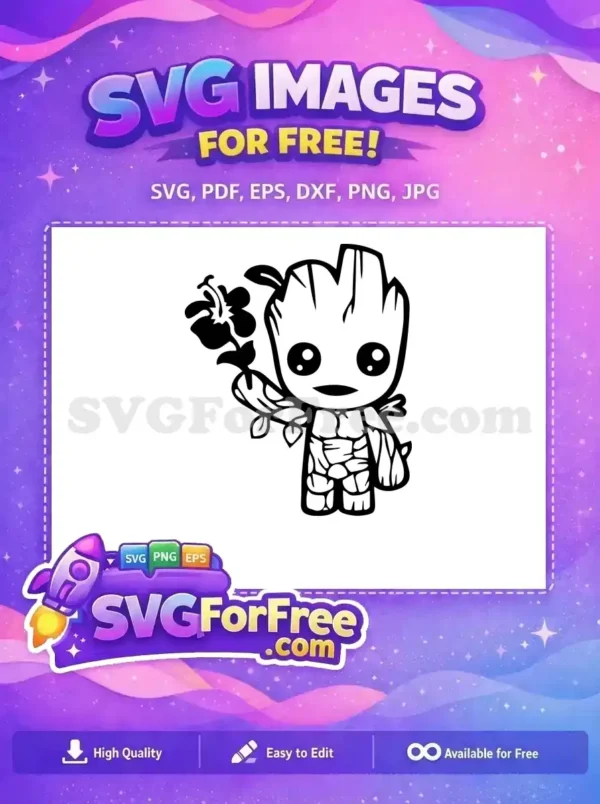 Free Baby Groot Flower Free Happy I Am Groot Free SVG