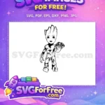 Free Smiling Baby Groot Free Holding Rocks Guardians Free SVG - Instant Download