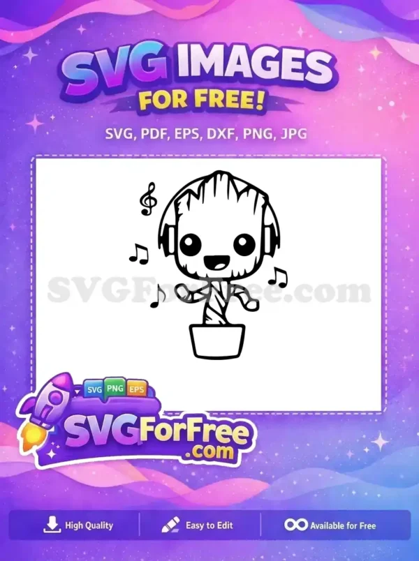 Free Happy Groot Headphones Free Dancing Notes Guardians Free SVG