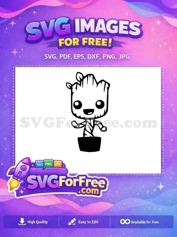 Free Happy Groot Free Potted Plant Guardians Free SVG