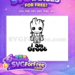 Free Baby Groot Smiling Free Black Outline Guardians Free SVG - Instant Download