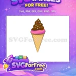 Free Chocolate Swirl Free Pink Layered Ice Cream Free SVG - Instant Download