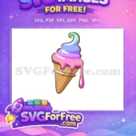 Free Dripping Pink Free Purple Swirl Ice Cream Free SVG - Instant Download
