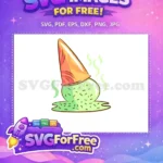 Free Melted Green Sprinkle Free Ice Cream Cone Free SVG - Instant Download