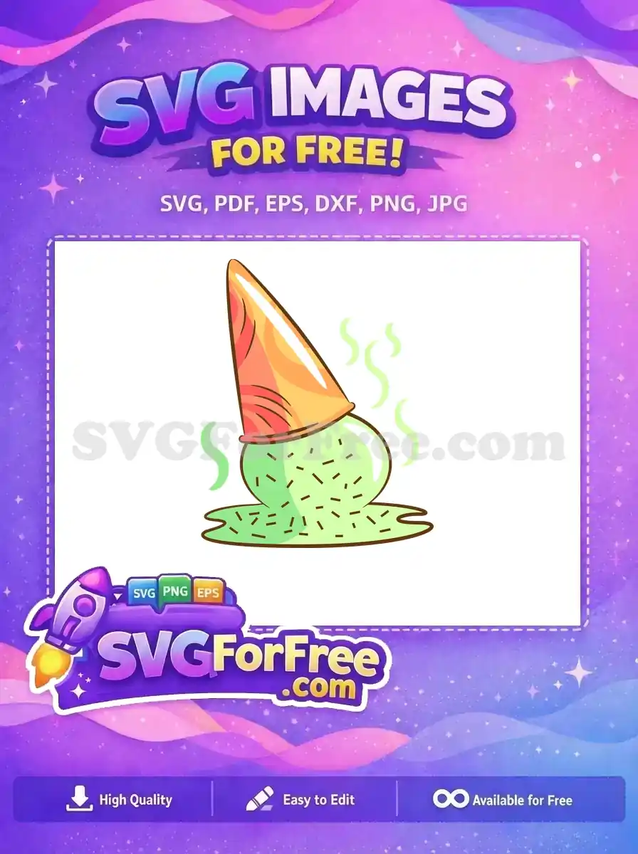 Free Melted Green Sprinkle Free Ice Cream Cone Free SVG