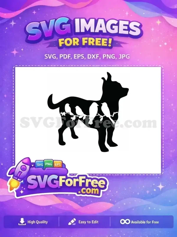 Free White Birds on Branch Free Dog Silhouette Free SVG
