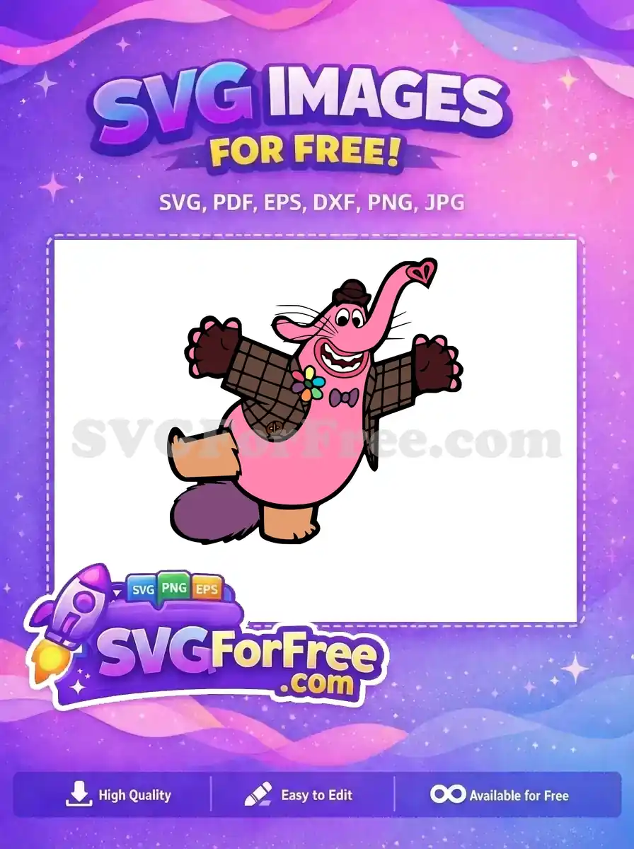 Free Pink Elephant Plaid Jacket Free Heart Nose Inside Out Free SVG
