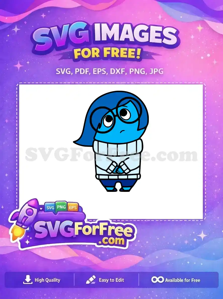 Free Blue Hair Free Glasses Sadness Inside Out Free SVG