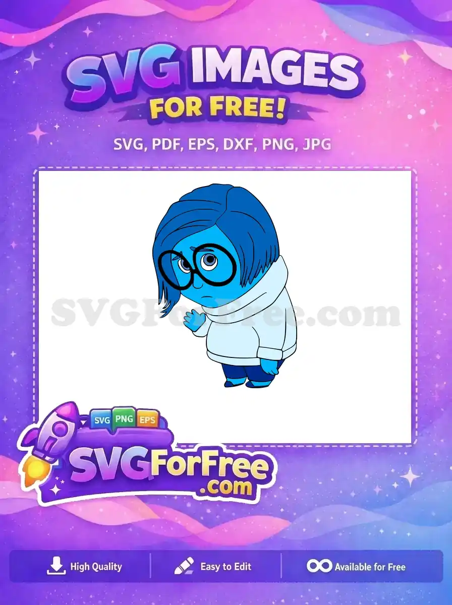 Free Sadness Character Free Blue Hair Inside Out Free SVG