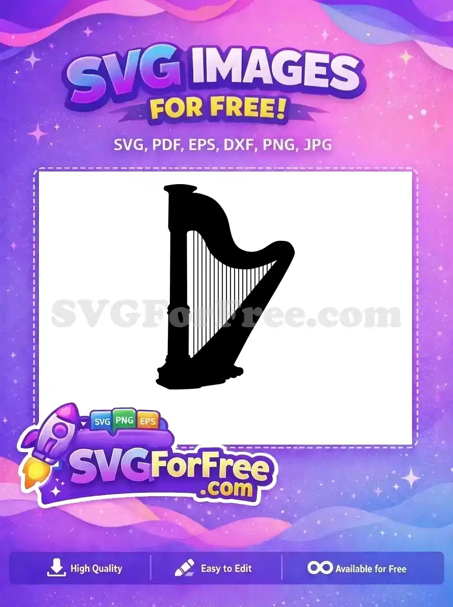 Free Black Harp Free Silhouette Instrument Free SVG
