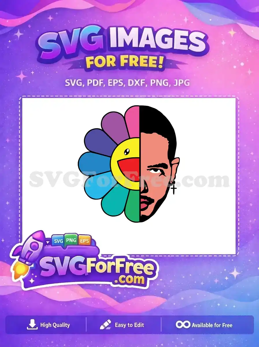 Free Cartoon Flower Free J Balvin Portrait Colorful Free SVG