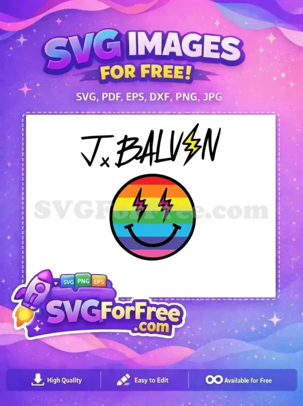 Free Rainbow Smile Free Pink Lightning J Balvin Free SVG
