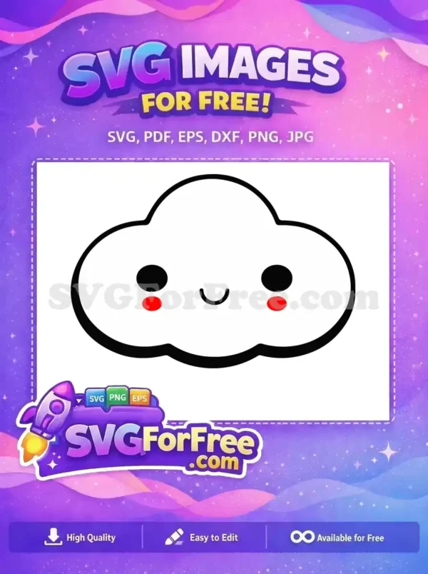 Free Smiling Face with Red Cheeks Free Cloud Shape J Balvin Cartoon Free SVG