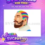 Free Rainbow Hair Free J Balvin Cartoon Portrait Free SVG - Instant Download