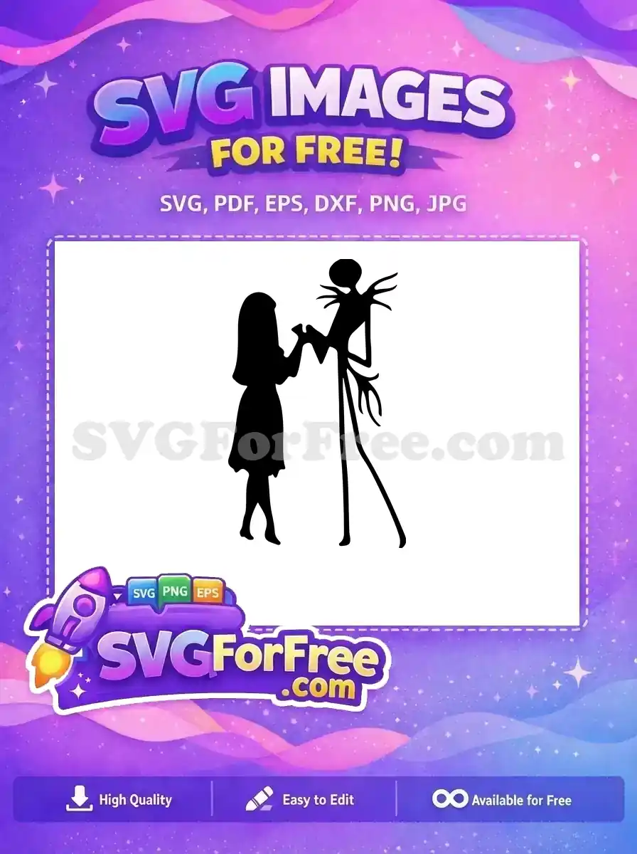 Free Silhouette Embrace Free Jack Skellington Nightmare Free SVG
